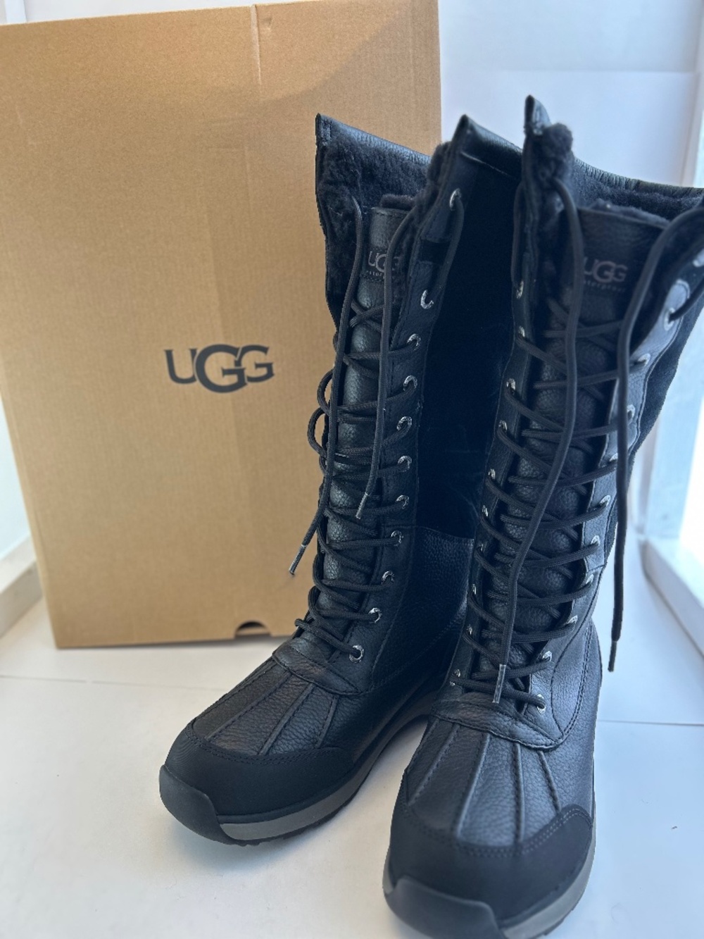UGG Adirondack Boot Tall III Waterproof Black Women's Size 8